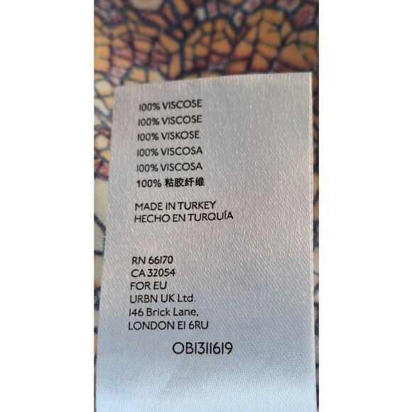 Maeve by Anthropology Peasant Bohemian Blouse Balloon Sleeves Orange Floral Sz L - Picture 10 of 10